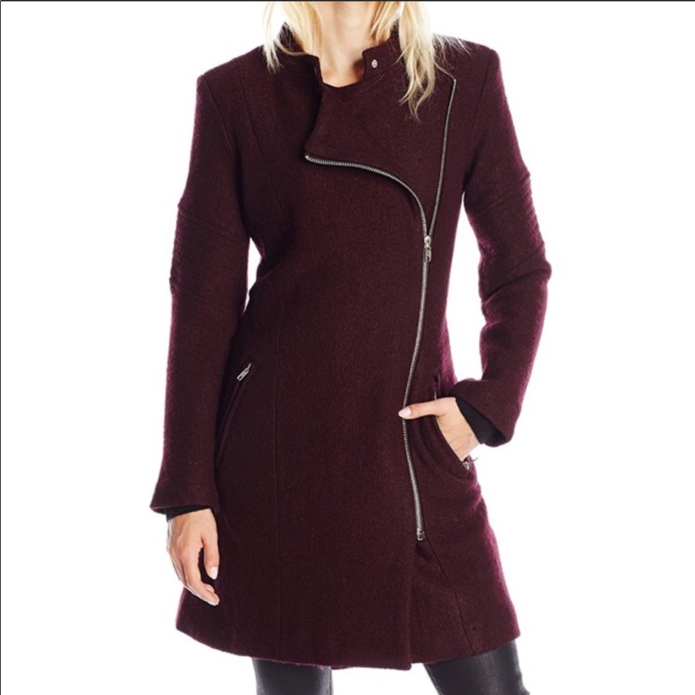 BB Dakota Grayson Asymmetrical Wool Blend Coat